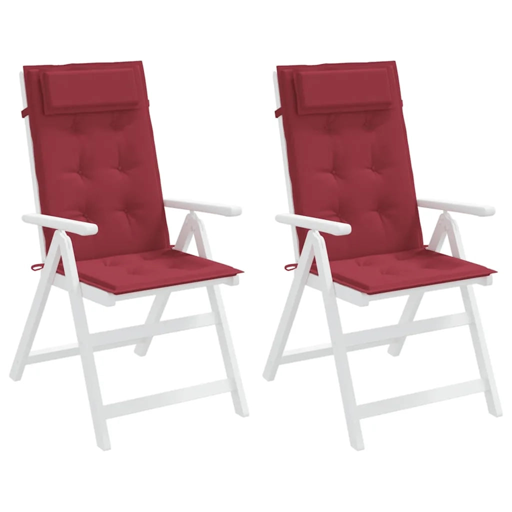Cuscini Sedia con Schienale Alto 2 pz Rosso Vino Tessuto Oxford 361901