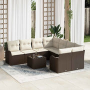 Set Divano da Giardino con cuscino 9 pcs Marrone e Crema 3354307