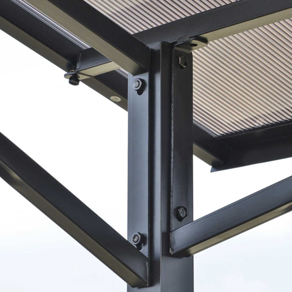 Pergola da giardino ¨C zephmum ¨C metallo nero tetto in policarbonato 250x150 cm