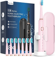 Elettroborsetta per denti con 8 teste, 5 modalità e IPX7, per adulti