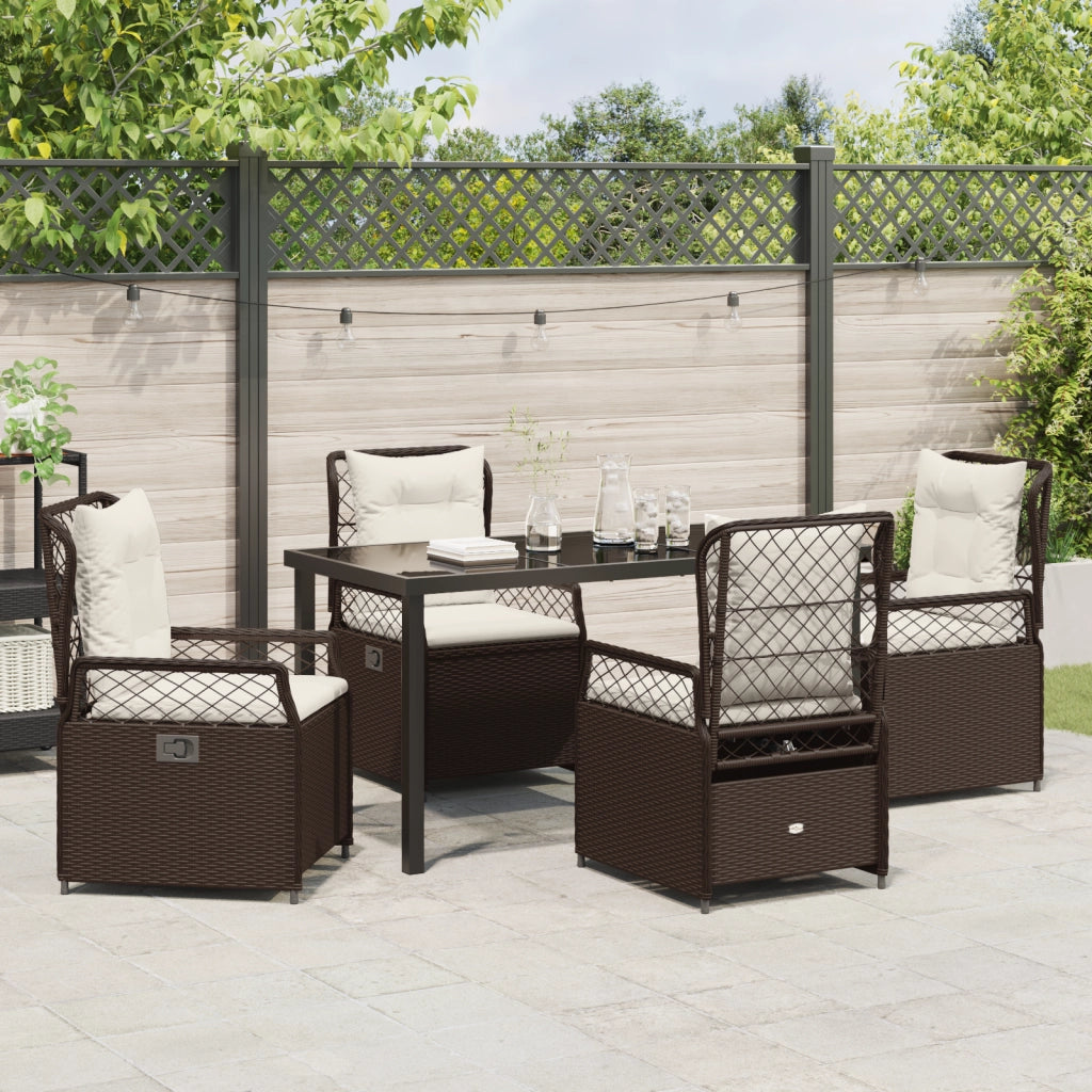 Set da pranzo da giardino 5 pezzi Marrone Polyrattan