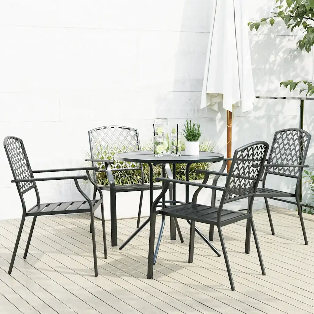 vidaXL Set Sedie Giardino Impilabili 5pz Antracite Acciaio Verniciato