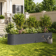 Garden Raised Bed 400 X 80 X 81 Cm Galvanized Steel Grey