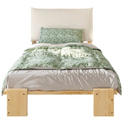 Letto Singolo 90x200 cm - Schienale Imbottito; Doghe Robuste e Gambe Larghe - Naturale