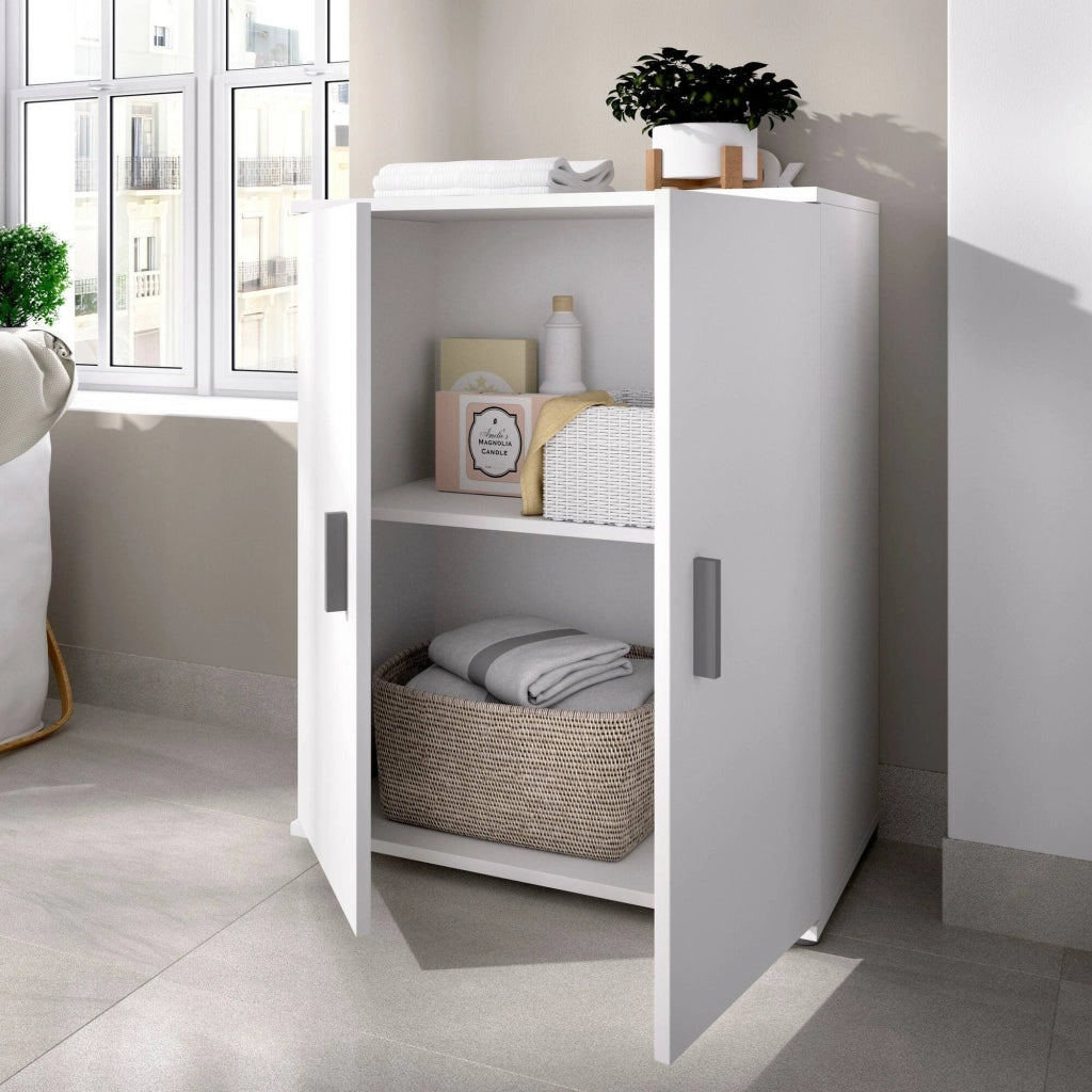 Armadio multiuso Ararat, Mobile multifunzione portascarpe, Armadietto a 2 ante, 61x35h80 cm, Bianco