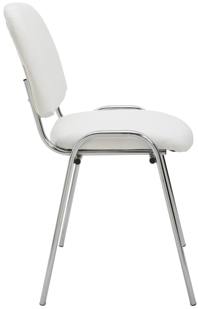 Sedia ospite impilabile KEN in similpelle bianco