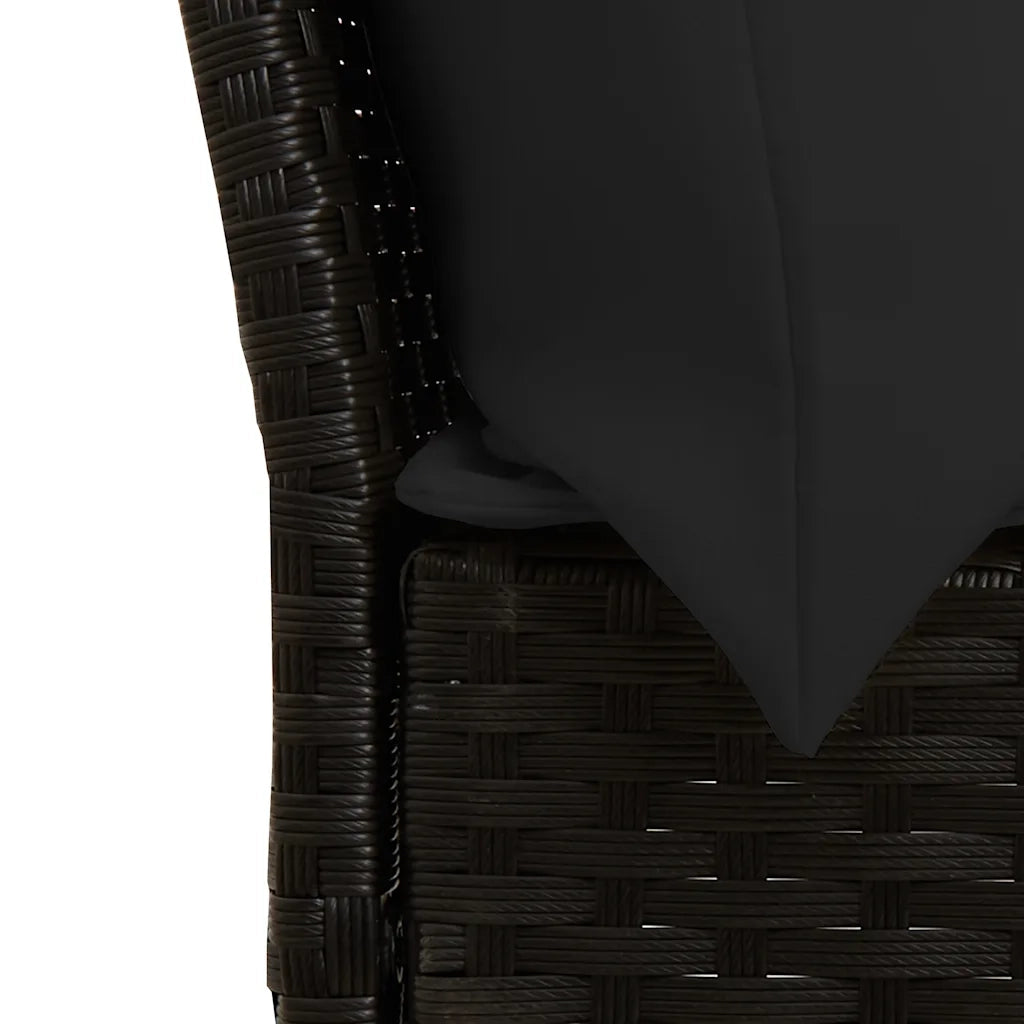 vidaXL Divano da Giardino con Cuscini in Polyrattan Nero
