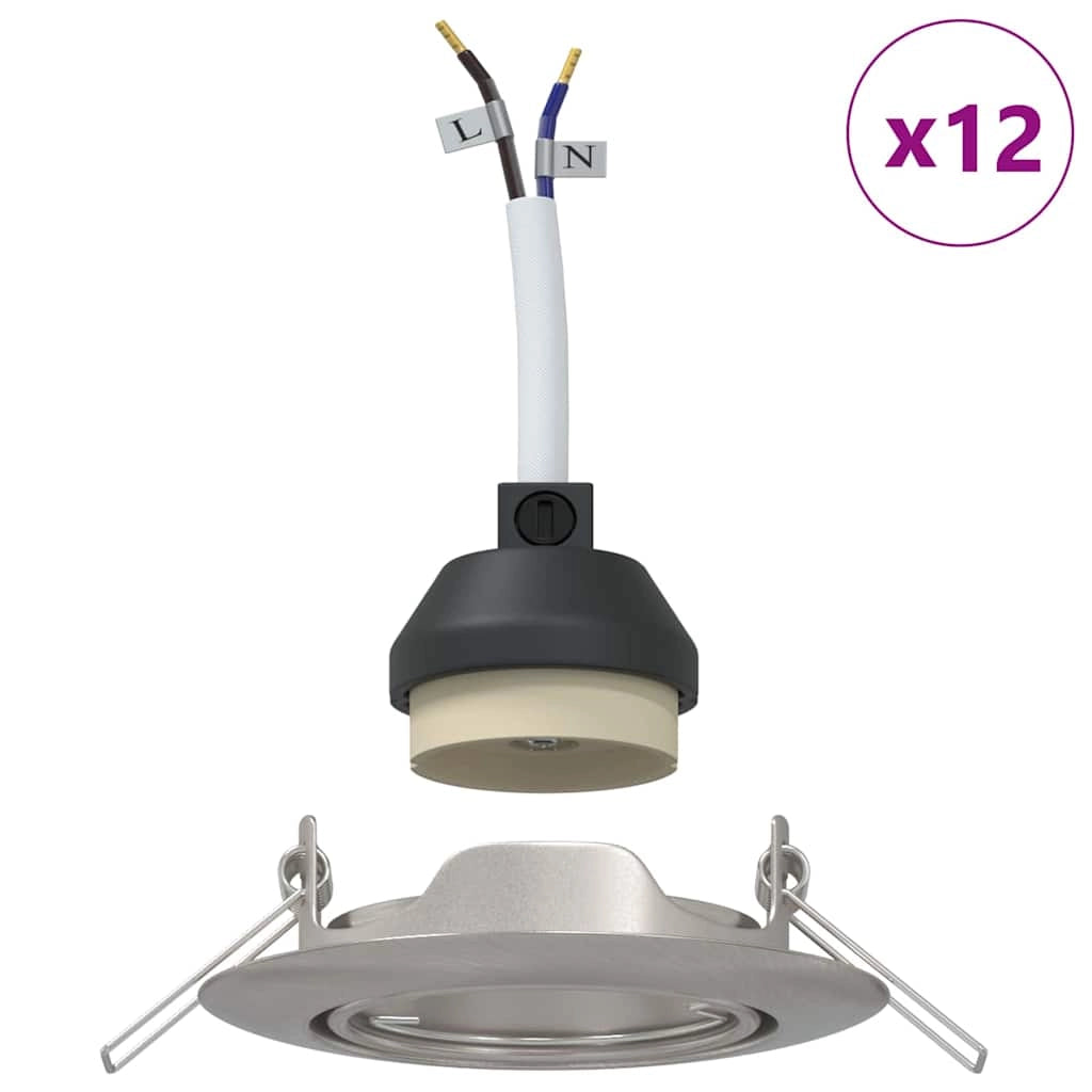 Set di 12 faretti da incasso dal design contemporaneo 9 x 9 x 2,5 cm in metallo argentato 02_0058281