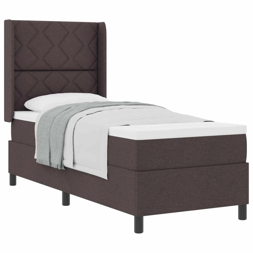 Letto a molle con materasso Marrone Scuro 200 x 80 cm Tessuto 3341675
