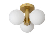Plafoniera Lucide Trudy ottone 3 luci sfere vetro G9