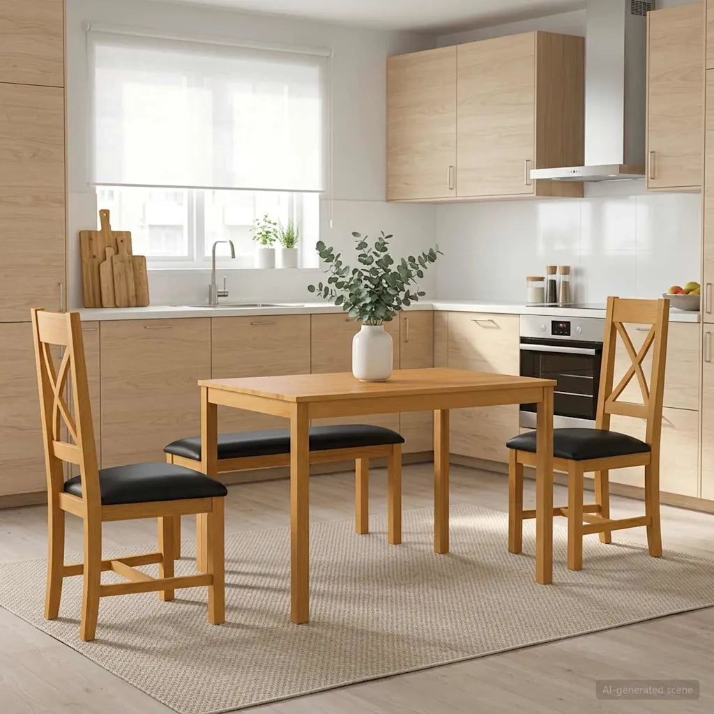 Set da pranzo 4 pz Nero Legno di Quercia Massello 3430310