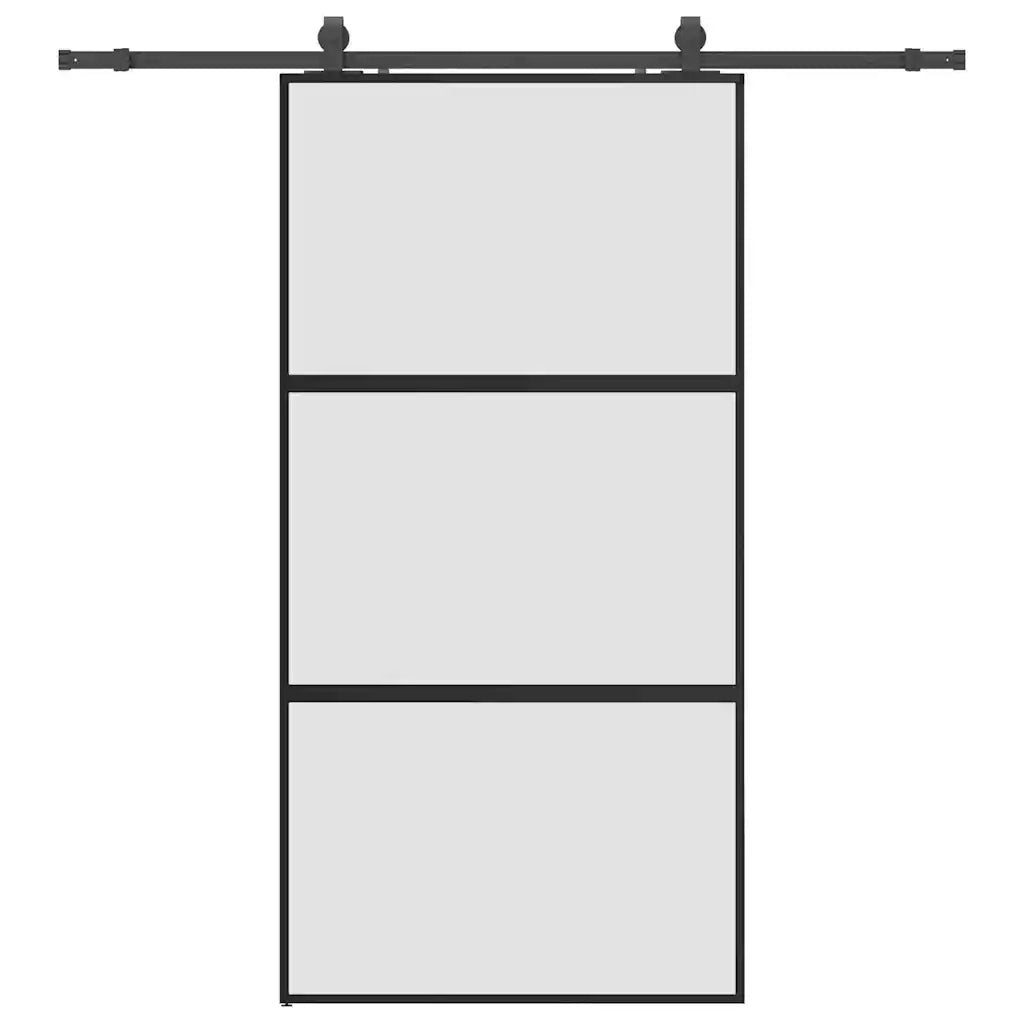 Porta Scorrevole Ferramenta Nera 102,5x205 cm Vetro Temperato 3375876