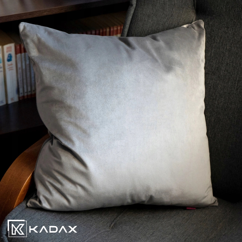 Cuscino decorativo in velluto KADAX 50x50 per soggiorno, grigio, Jasiek Soft