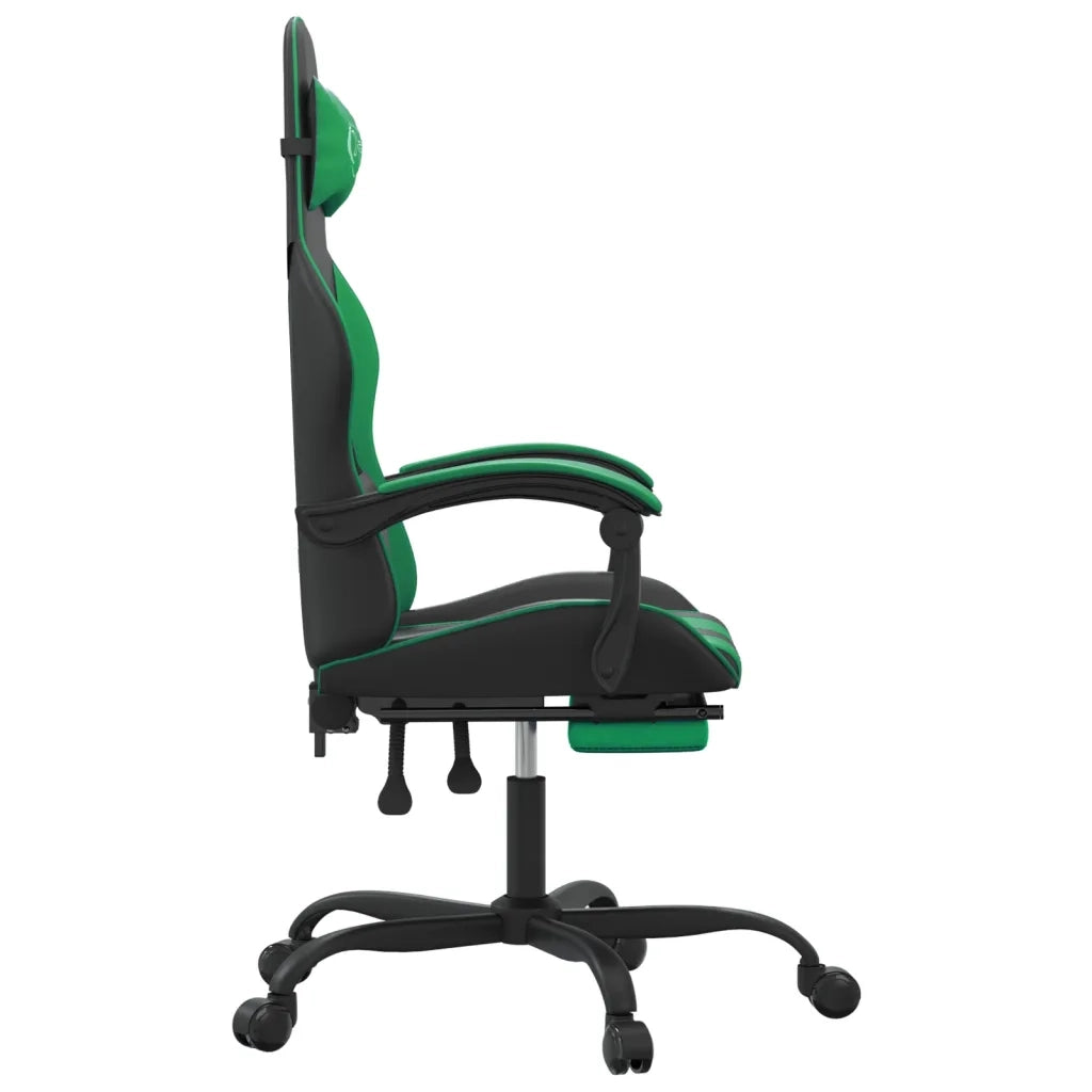 Sedia da Gaming con Poggiapiedi Nero e Verde in Similpelle 3143905