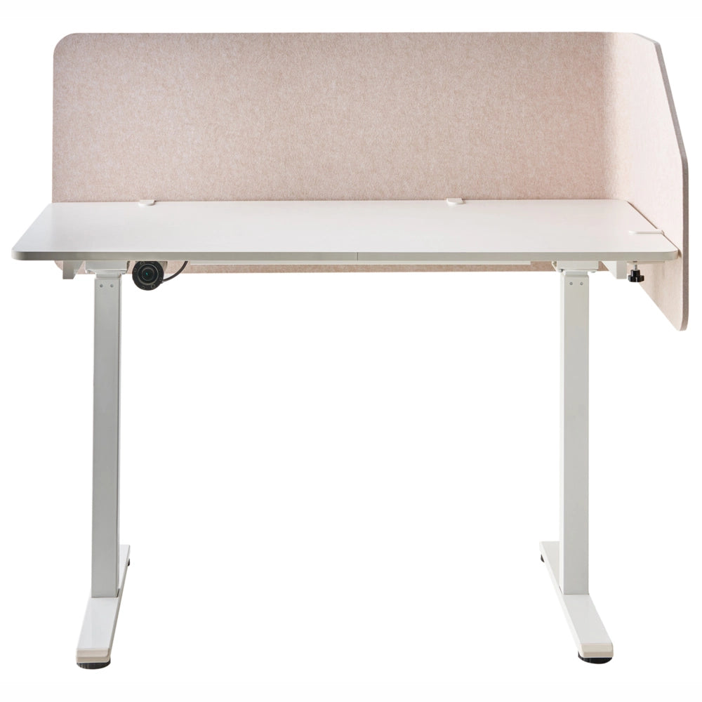 Parete divisoria angolare per scrivania Pannello in PET beige Morsetti di fissaggio in acciaio 120 x 60 x 50 cm Parete divisoria acustica Modulare Home Office