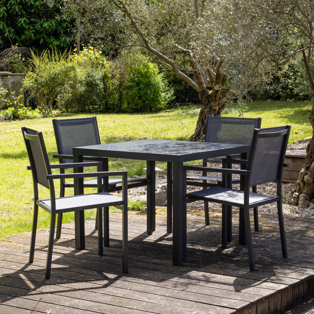 Set di mobili da giardino in textilene grigio BERGAMO 4 posti - alluminio antracite
