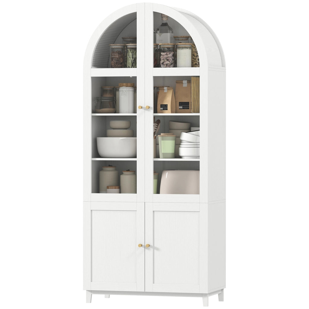 Armadio da cucina, vetrina con 4 ante di cui 2 in acrilico e ripiani regolabili ¨C zephmum ¨C 78x40x180 cm, bianco
