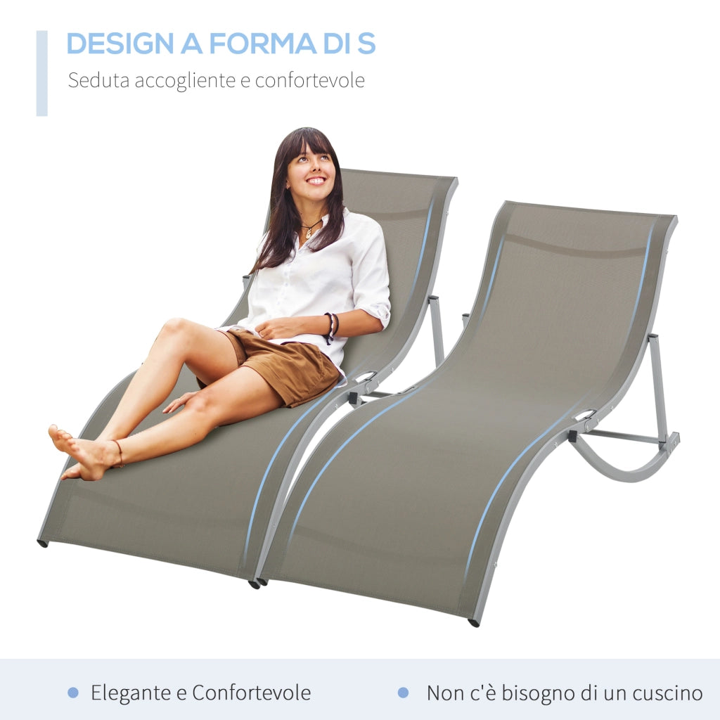 Lettino Pieghevole da Giardino ¨C Zephmum ¨C Grigio Tessuto 61x165x63 cm