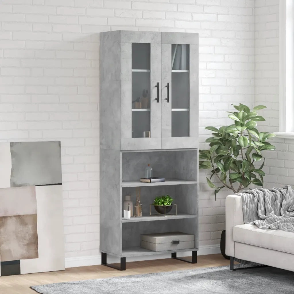 Credenza | Madia | Buffet da pranzo | Armadio da pranzo Grigio Cemento 69,5x34x180 cm in Legno Multistrato