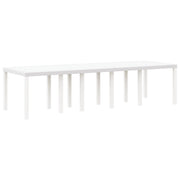 Set da pranzo da giardino  11 pezzi con cuscini bianchi in polyrattan