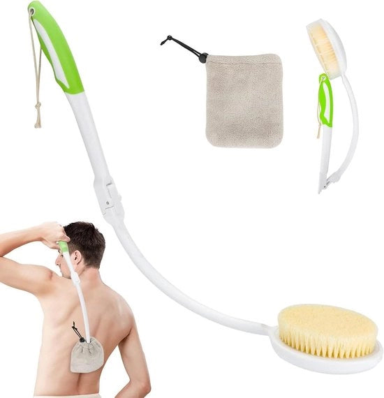 Rugborstel opvougbile con lunghe setole, peli naturali, testa di spazzola per asciugamano