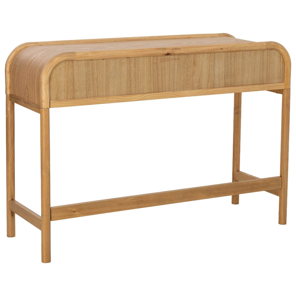 Mobile da ingresso in legno e rattan marrone 110x39x78h cm