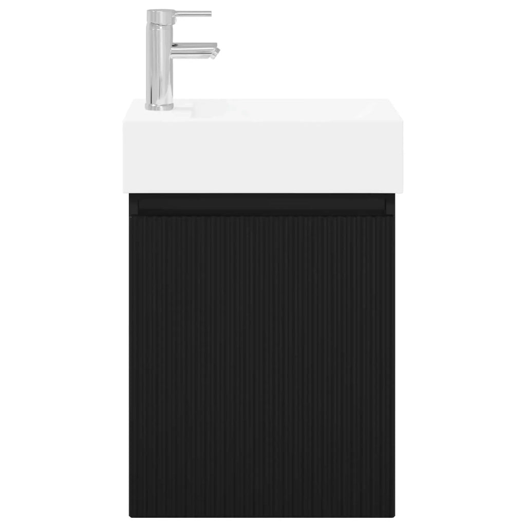 Mobile bagno con rubinetto Nero 45,5 x 22,5 x 84 cm