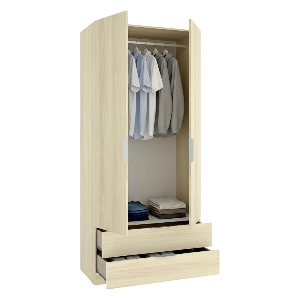 Armadio Camera da Letto Montclare, Guardaroba 2 Ante Appendiabiti, 51x204h cm Marrone