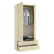 Armadio Camera da Letto Montclare, Guardaroba 2 Ante Appendiabiti, 51x204h cm Marrone