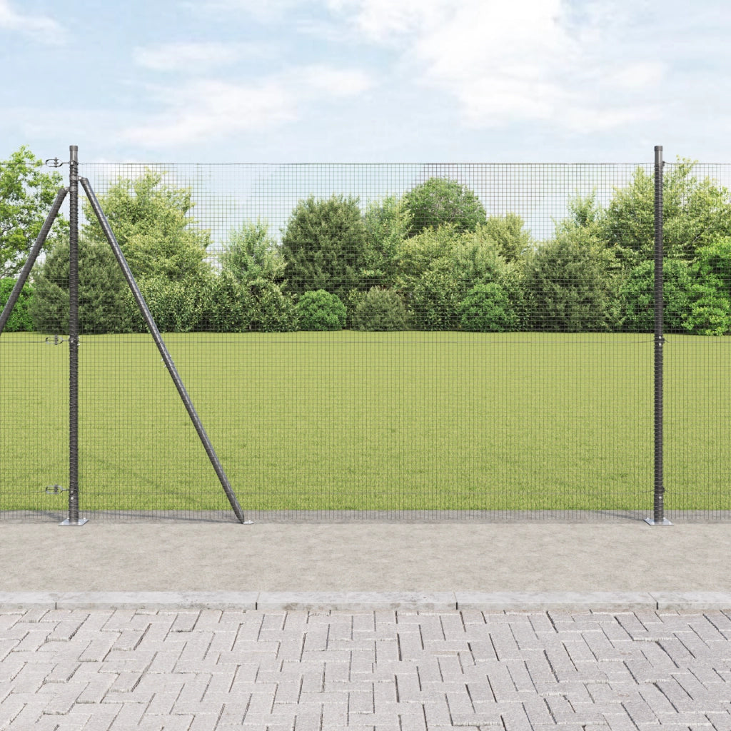 Recinto in rete saldata con 7 pali flangiati grigio 1.6x10 m in acciaio