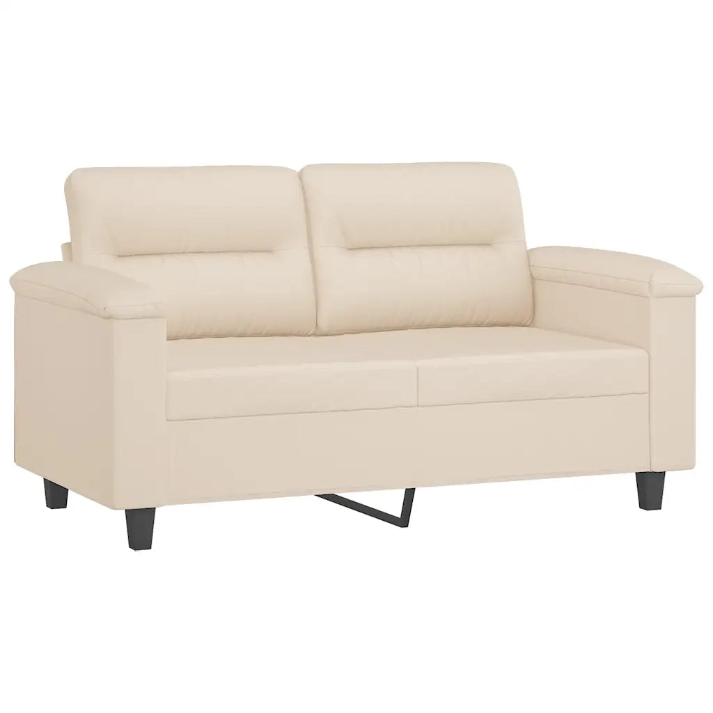 Set Divani 3 pz con Cuscini Beige in Tessuto Microfibra 3202361