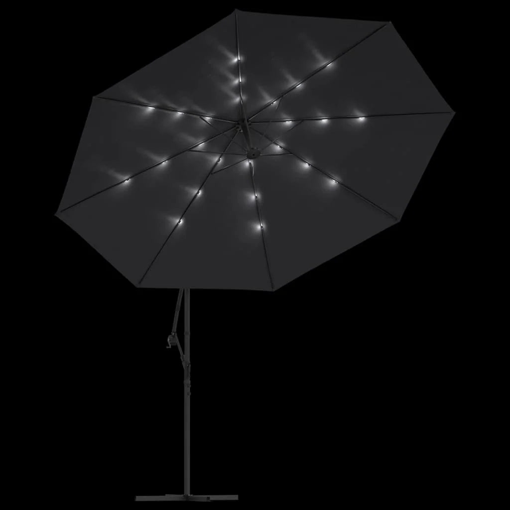 Ombrellone decentrato con luci LED nere 350 cm 02_0008456