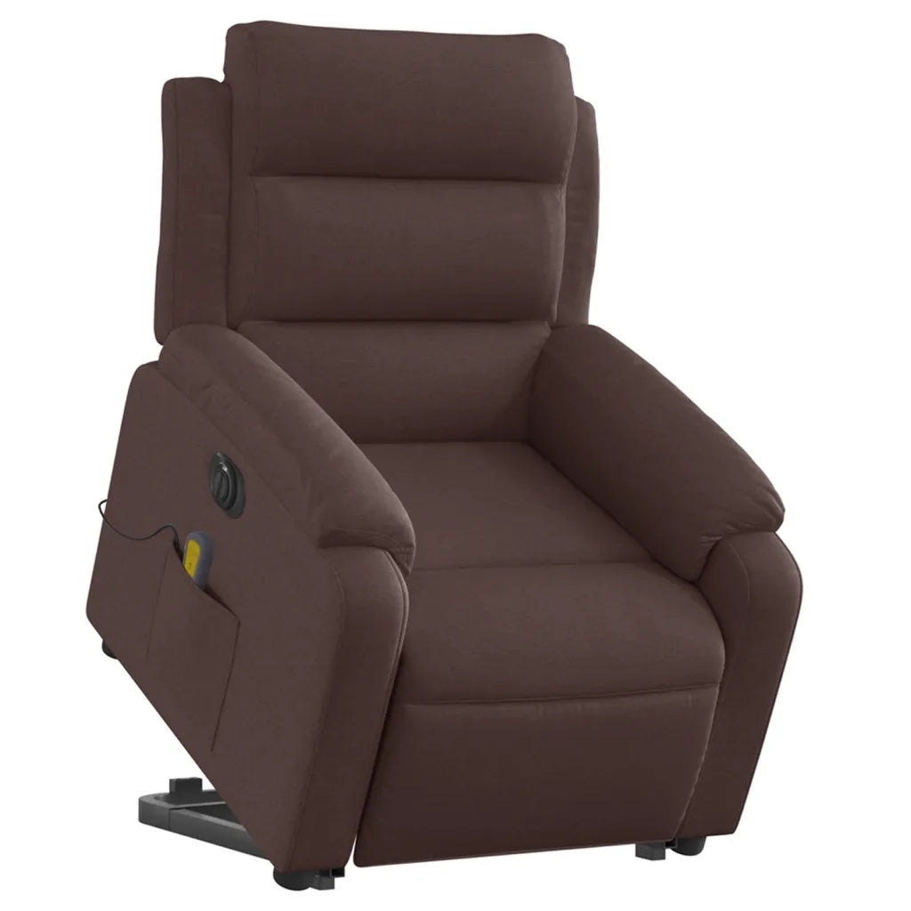 Poltrona Alzapersona Massaggio Elettrica Marrone Scuro Tessuto 3205021