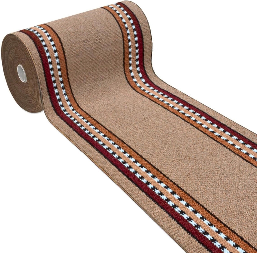 Tappeto Cucina 57x230 cm Antiscivolo Made in Italy Passatoia Corsia Bordata Ingresso Lavabile Beige