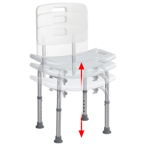 Sedile da doccia con Schienale Altezza Regolabile Sedia Sgabello vasca Anziani