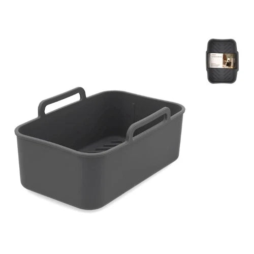Contenitore in silicone per friggitrice ad aria rettangolare cm 23x14 colore grigio antracite