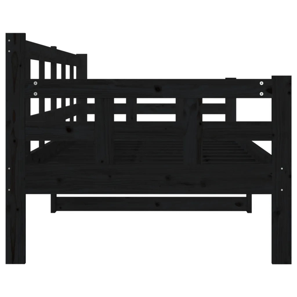 Dormeuse Nera in Legno Massello di Pino 80x200 cm
