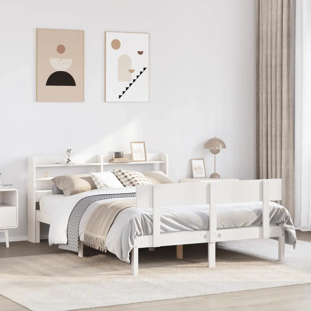 vidaXL Letto senza Materasso Bianco 140x190 cm Legno Massello di Pino