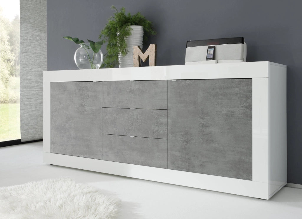 Madia Pasubio, Credenza 3 Cassetti, 210x42x85.8h cm Bianco Lucido