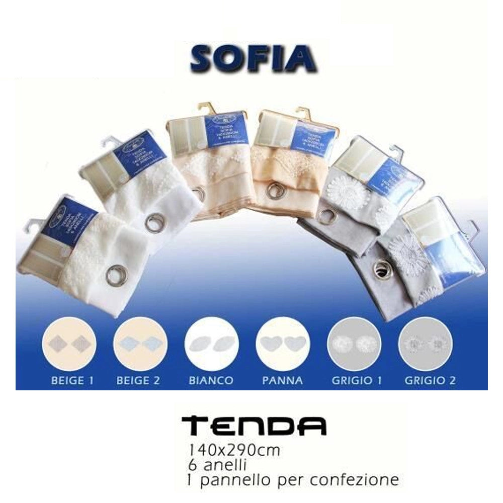 Trade Shop - Tenda Sofia Pannello Singolo 6 Borchie Porta Finestra Cucina Bastone 140x290 Cm -
