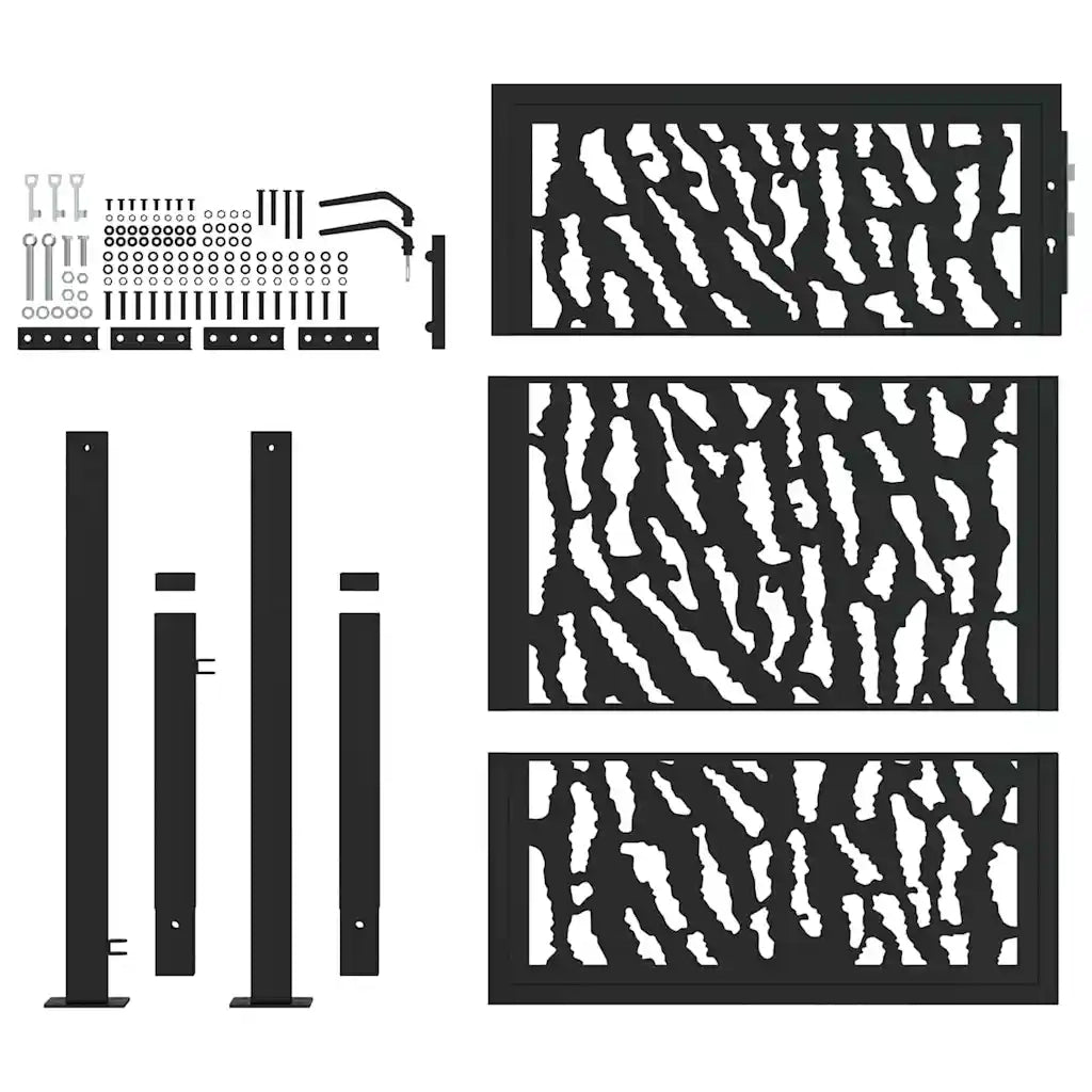 Cancello da giardino nero 100x125 cm in acciaio con design a traliccio 4100980