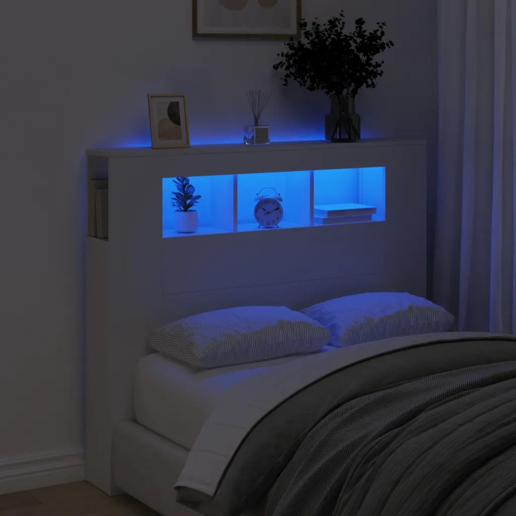 Testiera LED-Testata con Luci LED Bianca 120x18,5x103,5 cm Legno Multistrato
