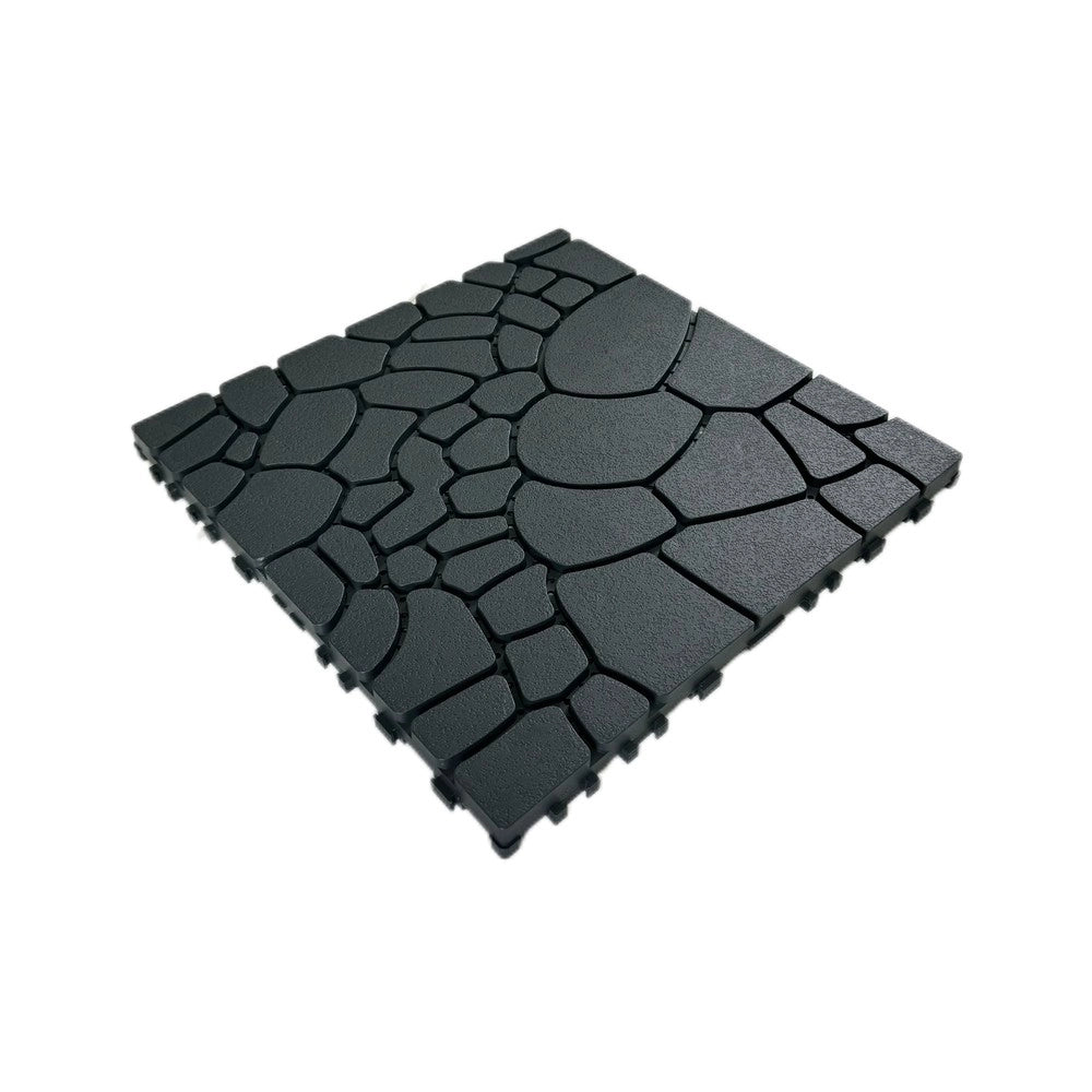Piastrelle da Terrazzo Effetto Pietra Interlocking ¨C MINIMAL ¨C Antracite, 30x30, 44 pcs