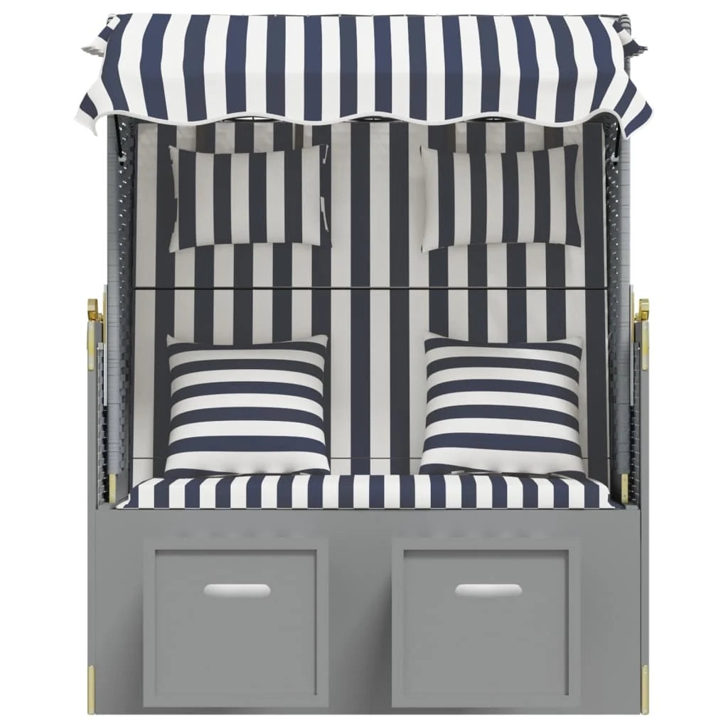 Strandkorb con cuscini in polyrattan legno massello blu bianco 02_0012176