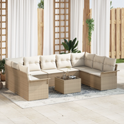 Set Divano da Giardino  10 Pezzi con Cuscini Marrone Polyrattan