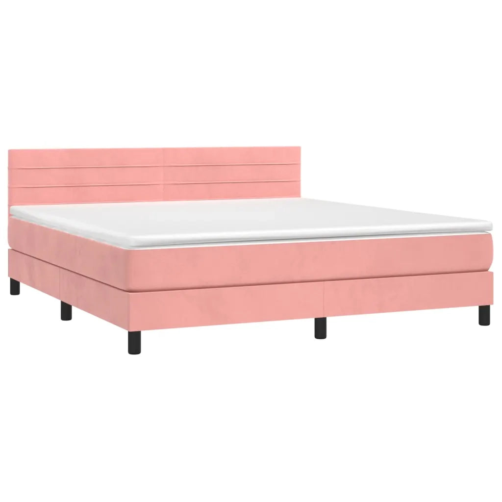 Letto a Molle con Materasso e LED Rosa 160x200 cm in Velluto cod mxl 66132