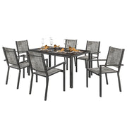 Tavolo da giardino con 6 sedie impilabili ¨C zephmum ¨C 150 cm, nero, acciaio