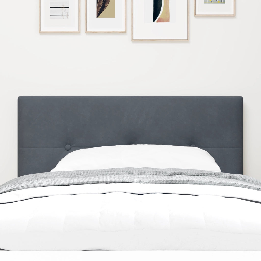 Testata LED  in velluto grigio scuro 80 cm con bottoni