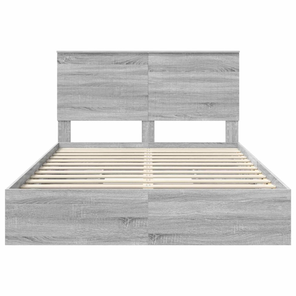 Letto con Contenitore con testiera Grigio Sonoma 140 x 200 cm