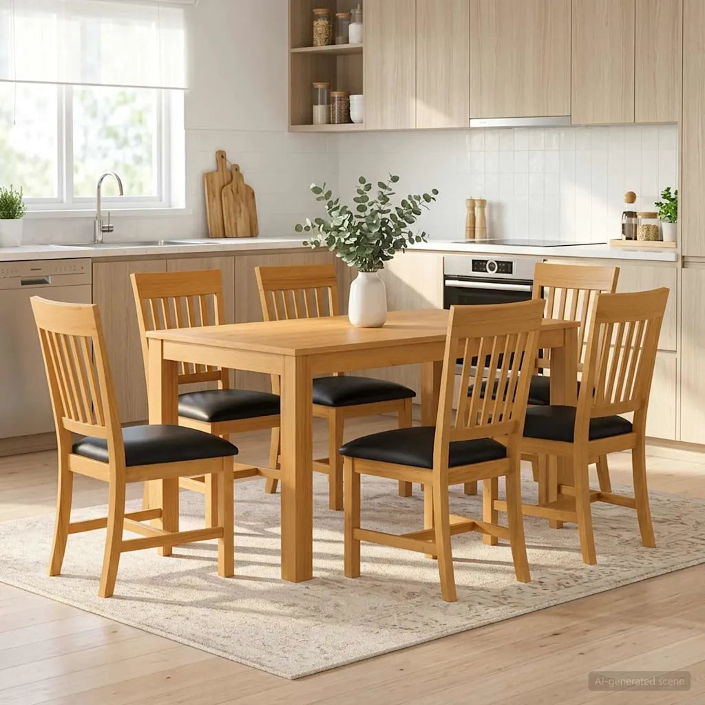 Set da pranzo 7 pz Nero Legno di Quercia Massello 3430370